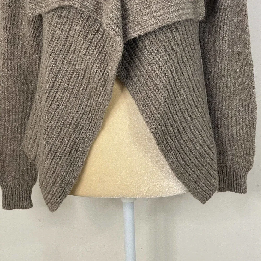 Lauren Ralph Lauren Wool Alpaca Blend Cardigan Size XS Brown Drape Front - Picture 4 of 10
